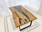 Live Edge 6 Seater Dining Table - Epoxy Resin & Teak Wood