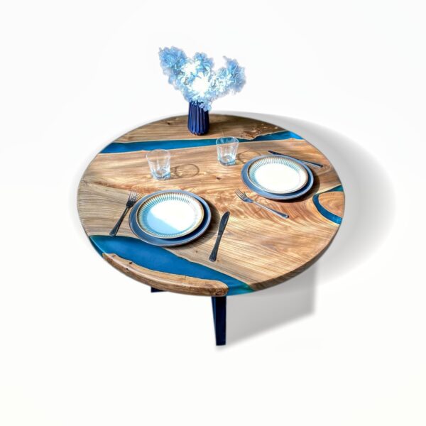 Resin Circular Centre Table - Teak Wood