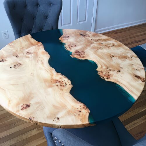 Extendable Resin Conference Table - Epoxy Resin & Teak Wood photo review