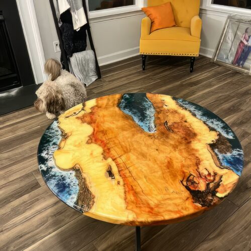 Extendable Resin Conference Table - Epoxy Resin & Teak Wood photo review