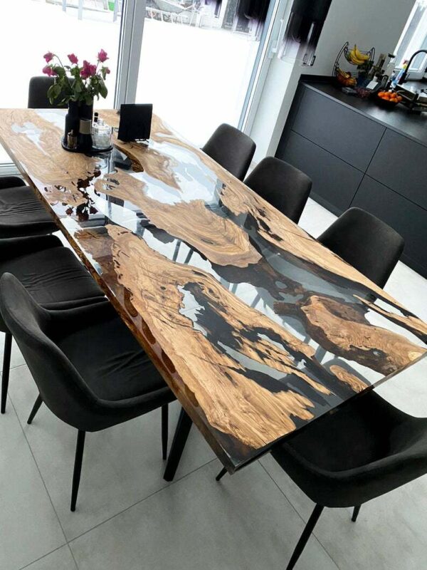 8 seater dining table with chairs - Epoxy resin