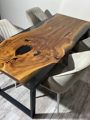 4 Seater Dining Table with Chairs - Epoxy Resin