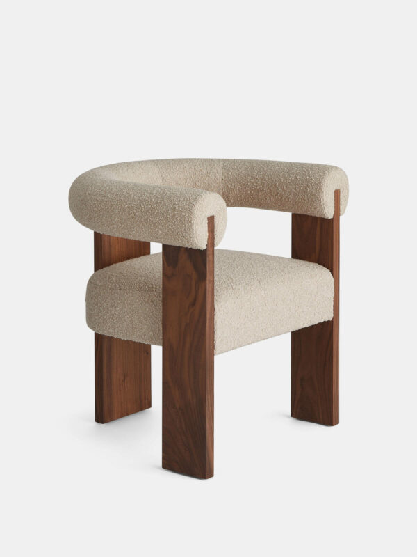 Boucle fabric dining chair - WoodenBliss