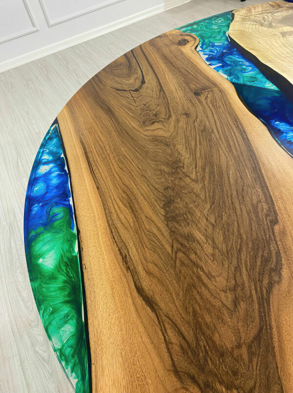 Round Hardwood Coffee Table - Epoxy Resin