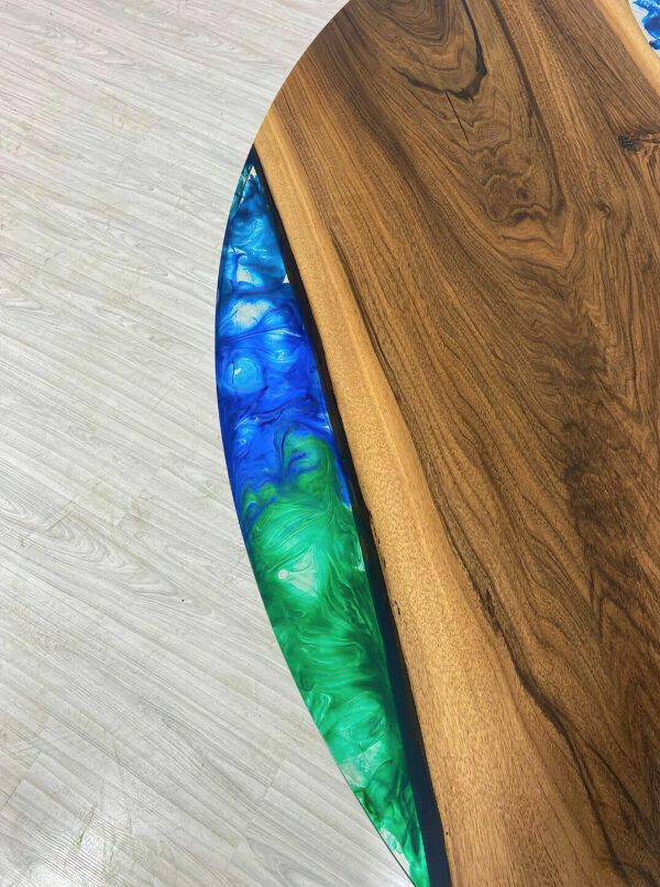 Round Hardwood Coffee Table - Epoxy Resin