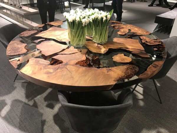 Round Wooden Dining Table - Epoxy Resin