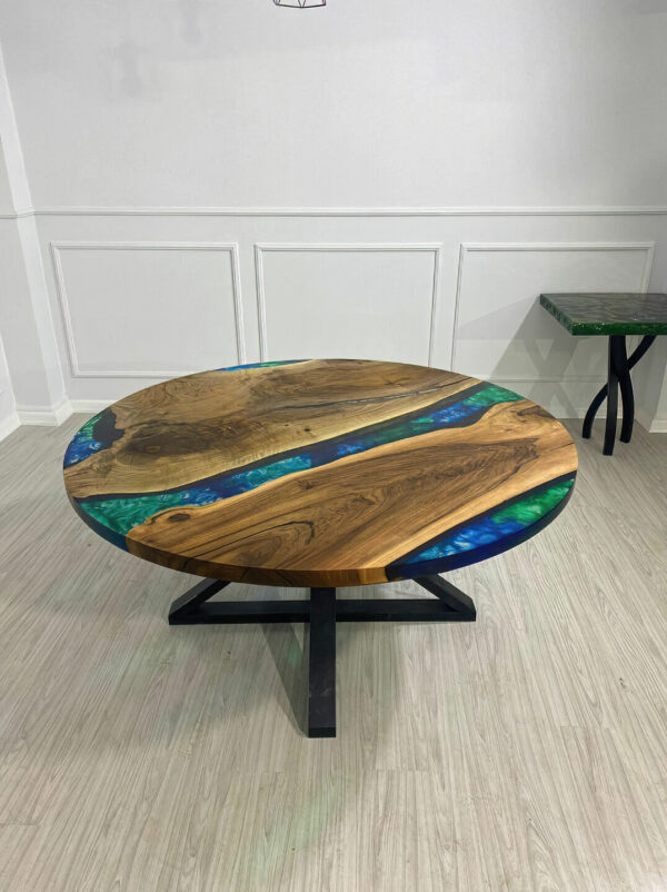 Round Hardwood Coffee Table - Epoxy Resin