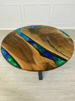 Round Hardwood Coffee Table - Epoxy Resin