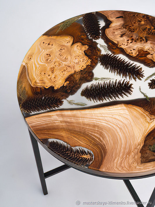 Round Wood Coffee Table -Epoxy Resin