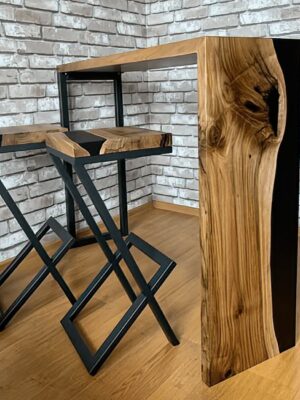 Bar Table With Stool Set (WaterFall)- Epoxy Resin