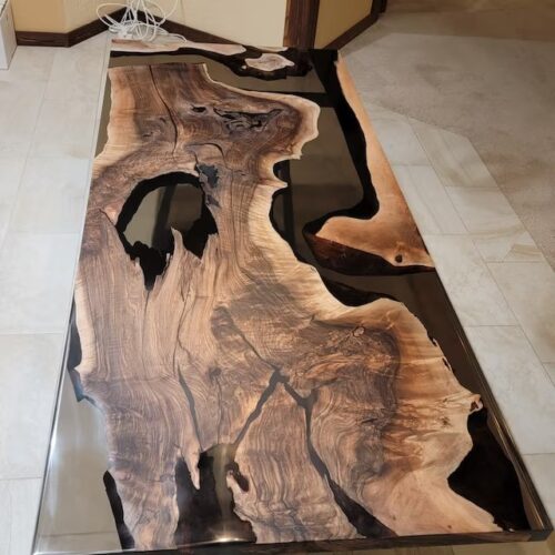 Unique Live Edge Coffee Center Table - Epoxy Resin & Wood photo review